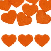 8Pcs Iron on Heart Patches Sew on Heart Embroidered Patches, 40mm Orange