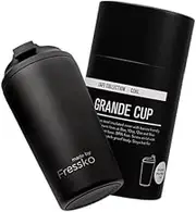 made by Fressko Reusable Coffee Cup - Stainless Steel Insulated Mug - Leak Proof Travel Cup for Hot/Cold Drinks - 3 Hr Heat Retention - Fits Car Holders & Coffee Machines - Coal - 16oz 450ml