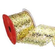 10 Yard 2.5 Inch Glitter Mesh Wired Ribbon Webbed Sequin Gold