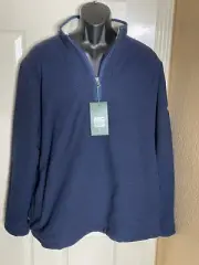NWT Orvis Sweatshirt Men 2XL XXL Blue Sherpa Lined 1/4 Zip Pullover Pockets