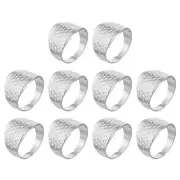 10Pcs Metal Sewing Thimbles, Adjustable Finger Protector Shield , Silver