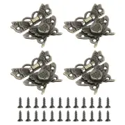 4 Pcs Hasp Latch, 43 x 51mm Butterfly Decorative Retro Box Toggle Latch, Bronze