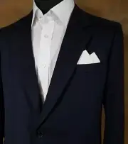 Men's 2 Point Cotton Pre-folded Pocket Square Handkerchief Insert - White