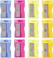 12-Pack Manual Pencil Sharpeners - Small Handheld Sharpeners for Pencils and Eyeliners, Multicolor Bulk Set for Kids, Teachers, and Classrooms | Portable Desk and School Supplies - Random Colors