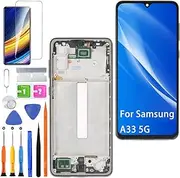 Display for Samsung Galaxy A33 5G LCD Screen Replacement TFT, A336E A336B A336B/DS Display Screen Touch Digitizer Assembly Repair Parts Kit (Black with Frame, No Fingerprint)