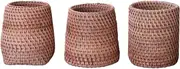 COLLBATH Creative Rattan Woven Tea Set Storage Versatile Tea Set Container Pen Holder Chic Decor for Home Office Events