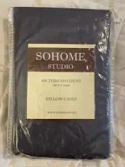 SOHOME STUDIO 400 thread count 100% cotton set of 2 STANDARD pillow cases NEW