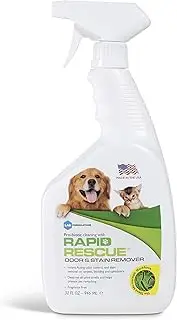 Rapid Rescue | Pet Odor Eliminator Urine Smell Remover | Natural Microbe Enzymatic Green Solution Fast-Acting on Cat & Dog Stains on Carpets, Wood Floors, Cars, Rugs (1pk)