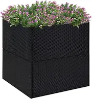 Raised Garden Bed, Elevated Planter Box Plant Container Black 80x80x80 cm Poly Rattan