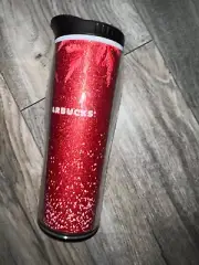 NEW! RARE HTF Starbucks Nestle Holiday Tumbler 2020 ~ Red Glitter Snowflakes