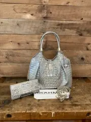Brahmin Celia Blue Haze Melbourne Leather Shoulder Bag & Cordelia Wallet-NWT