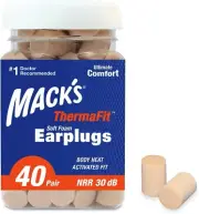 Mack’s ThermaFit Soft Foam Earplugs 40 Pair Comfortable Ear-Plugs for Slee