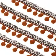 Embroidered Trim Ribbon, 20 Yards Pompoms Trim Fringe for Crafts, Brown