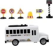 Totority Toy Boys and Girls School Bus Toy for Toddlers Pull Back Friction Power Vehicle