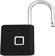 Fingerprint Padlock, USB Stainless Steel Smart Padlock with Keyless Biometric, Portable Semiconductor Core Locker Lock with Low Battery Reminder, for Gym, Sports, Bike