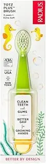 RADIUS Kids Toothbrush Totz Plus Brush, Silky Soft, Green/Yellow, 1 Count