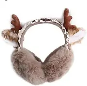 [heiz] Women’s Harajuku Steampunk Christmas Earbuds Deer Antlers Foldable Ear Protectors Y2K Lolita Furry Girls Gothic Warm Earmuffs