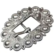 65HS Set Of 6 Stainless Steel Finished Leather Belt Floral Tooled Buckle