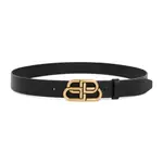 [Balenciaga] Balenciaga-Black Leather Bb Belt-Uomo 90 CM