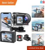 170° Wide Angle Action Camera: 4K 60FPS, Wireless Remote & EIS Stabilization