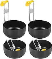 4Pcs Hang Ear Egg Cooker, Metal Egg Cooker with Foldable Removable Handle, Eared Egg Cooking Spoon with Silicone Cover, Non Stick Egg Cooker, Hang Ear Egg Boiler Suitable for Boiled Eggs