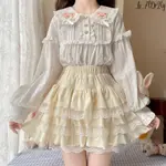 半身裙👗春夏秋冬新款日系軟妹甜美可愛蕾絲花朵百褶裙小個子短裙女