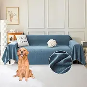 STACYPIK Durable Simple Blue Sofa Cover for Pets Kids Textured Herringbone Chenille Couch Covers for 2 Cushion Couch L Shape Couch Cover Versatile Protector Cover Multi-Use Blanket Washable-91X118IN