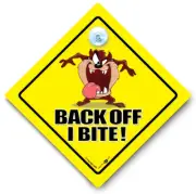 BACK OFF I BITE Car Sign, BACK OFF TAZ Car Sign, Baby on Board, Anti Tailgater