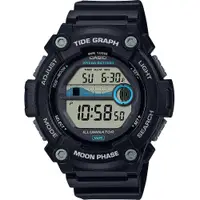 在飛比找PChome24h購物優惠-CASIO 卡西歐 10年電力 水上運動計時手錶-黑 WS-