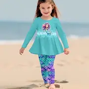 Girls' 3D Graphic Cartoon Mermaid T-shirt Pants DressSet Clothing Set Long Sleeve 3D Print Summer Fall Winter Active Fashion Daily Polyester Kids 3-12 Years