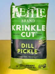 New Kettle Brand Krinkle Cut Dill Pickle Crunchy Gluten Free Potato Chip 6oz