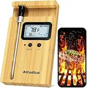 AlfaBot Meat Thermometer Smart Wireless 160m Bluetooth Grill Thermometer, Meat Thermometer Roasting Thermometer for Oven Grill Smoker Rotisserie Airfryer, App Control