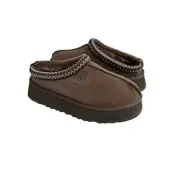 UGG WOMEN TAZZ HICKORY SHEARLING SUEDE PLATFORM SHOES US 10 / EU 41 / UK 8