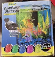 Tetra ColorFusion 1-Gal Hexagon Aquarium Starter Kit LED Bubbler Whisper Filter