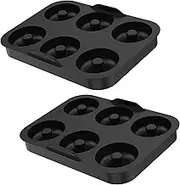 Doughnut Baking Mould Kit Heat Resistant Safe Silicone Airfryer Mold Kit Easy to Clean Practical Airfryer Cake Mould Set for Cake(Black,2pcs)