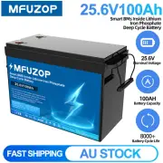 24V(25.6V) 100Ah Lithium Iron Battery LiFePO4 Deep Cycle 100A BMS RV Camping