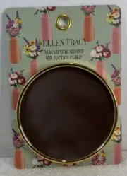 Ellen Tracy Magnification Mirror with Two Suction Cup Gold Round 5 Inch