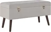 Upholstered Storage Bench Storage Ottoman Bench Velvet Entryway Bench Cushioned Ottoman Foot Rest Seat for Hallway, Living Room or Bedroom, Grey 80 cm