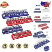 4-Piece Magnetic Socket Organizer Set for 1/4" & 3/8" Drives, Holds 108 Sockets