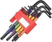 9PCS Allen Key Torx Screwdriver Set Multicolor Hex Key Allen Wrench Chrome Vanadium Steel,Medium-Long Size 70-175mm