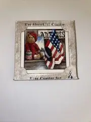 NEW Absorba Stone Coasters Set of 4 Holder Patriotic America
