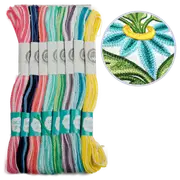 MultiCraft Needlecrafters Cotton Embroidery Floss-Variegated Brights 8m (8 Pieces)