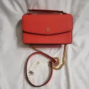 NWT Tory Burch Emerson Mini Top Handle Bag with Chain Strap Bright Samba /873