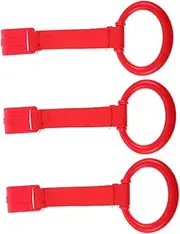 HONMEET 3Pcs Baby Bed Stand Up Pull Up Rings Toddler Crib Playpen Hand Pull Rings Baby Cot Hanging Learning Tools Red Plastic