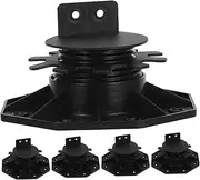 JEWEDECO 5pcs Base Lift Kit Support Pedestals Deck Support Pedestal Adjustable Deck Base Patio Roof Riser Adjustable Platform Black Pp