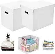 2PCS Book Storage Box 15.4x11.8x11.8 Inch Storage Boxes with Lids and Handle File Box Load-Bearing Within 25kg Moving Boxes for Bedroom Office Supplies Comic Book Storage File Box Moving Boxes Storag