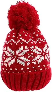 [WOFASHPURET] Xmas Knitted Hat Traditional Snowflake Pattern Warm and Fashionable Beanie for Women