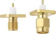 YINETTECH 2Pcs SMA Panel Mount Connector SMA 4 Hole Flange Connector RF Coaxial Connector for Antennas, Extension Cable, Broadcast, Audio, Video,Car Aerial, Router