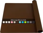 Extra Large Silicone Table Mat, Silicone Mat for Crafts Kids Dinner Placemat Desk Countertop Waterproof Protector Mats, Heat Insulation Kitchen Pastry Rolling Dough Pad (Coffee, 23.6''x15.75'')