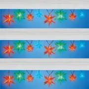 Large 6-Ft Solar Lighted Color-Changing Metallic Christmas Star String Lights